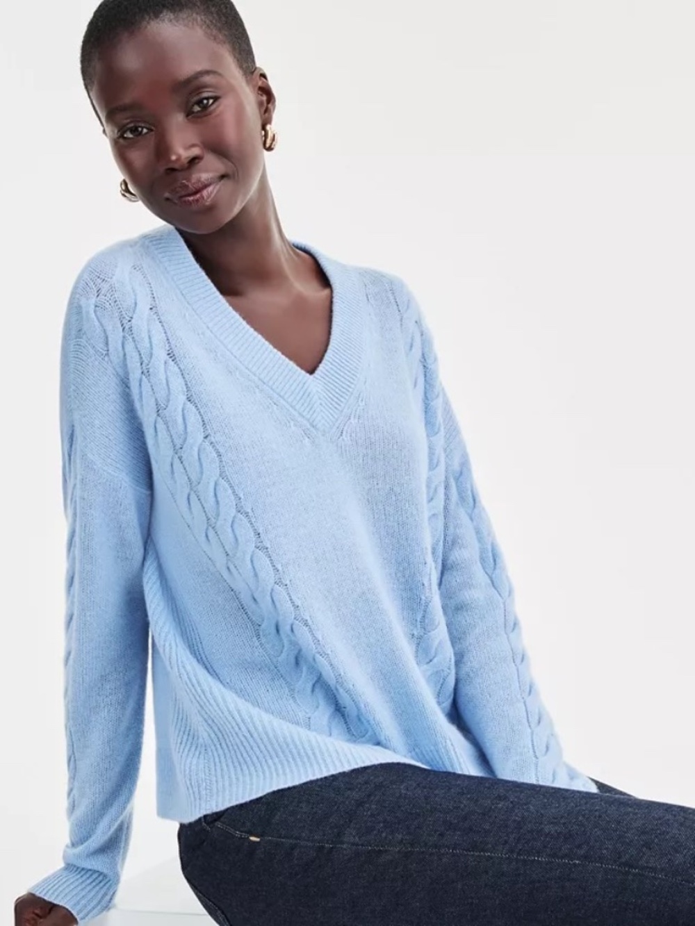 Charter Club Women's Placed Cable-Knit V-Neck Sweater